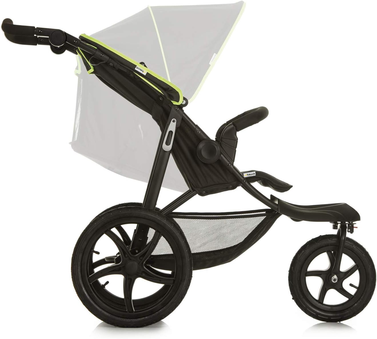 hauck Runner, Black / Neon Yellow - Robust All Terrain Pushchair with Raincover
