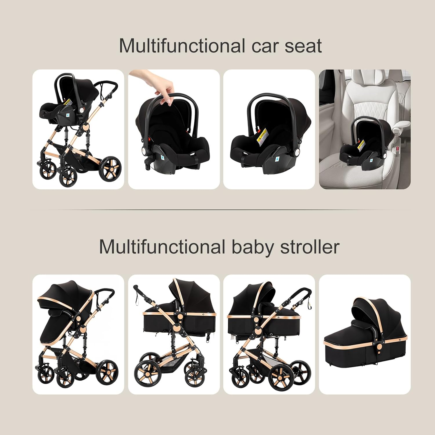 Magic ZC 3 in 1 Pushchair Pram Travel System, Baby Stroller 3 in 1
