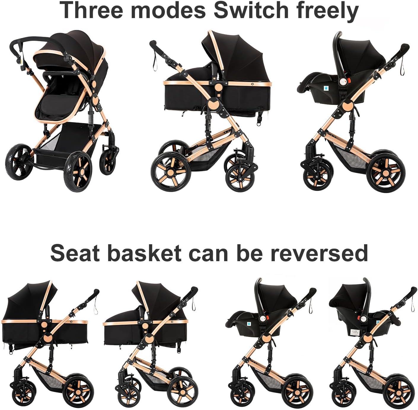 Magic ZC 3 in 1 Pushchair Pram Travel System, Baby Stroller 3 in 1