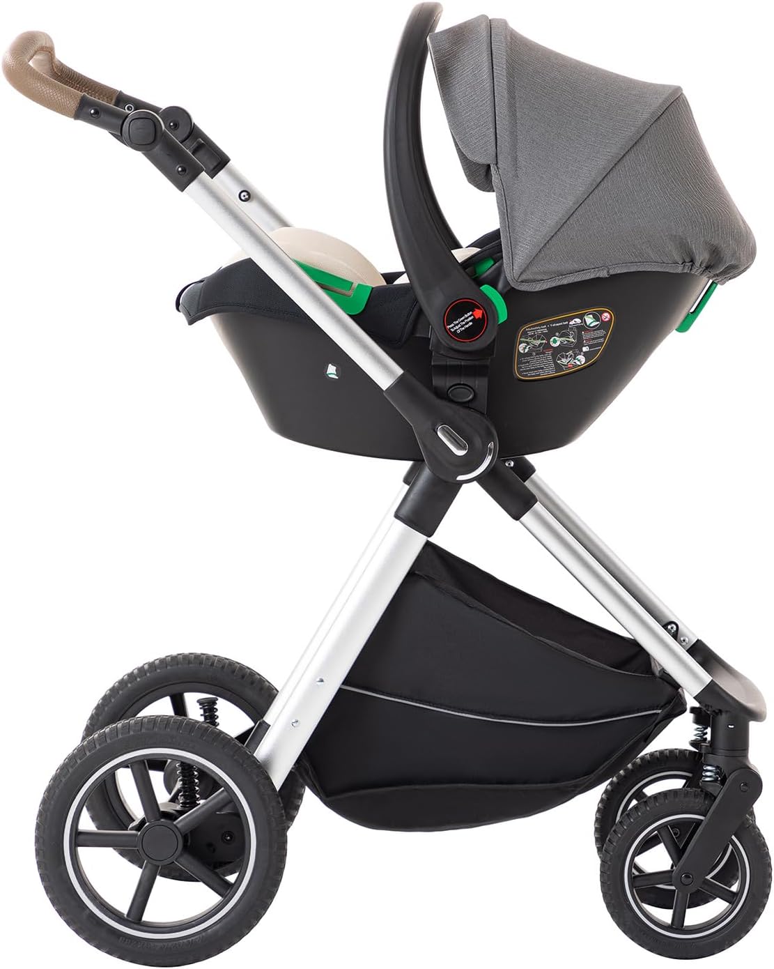 BEBBY 3 in 1 Pram, Pushchair with Seat, Pushchair 3 in 1 Travel Stroller