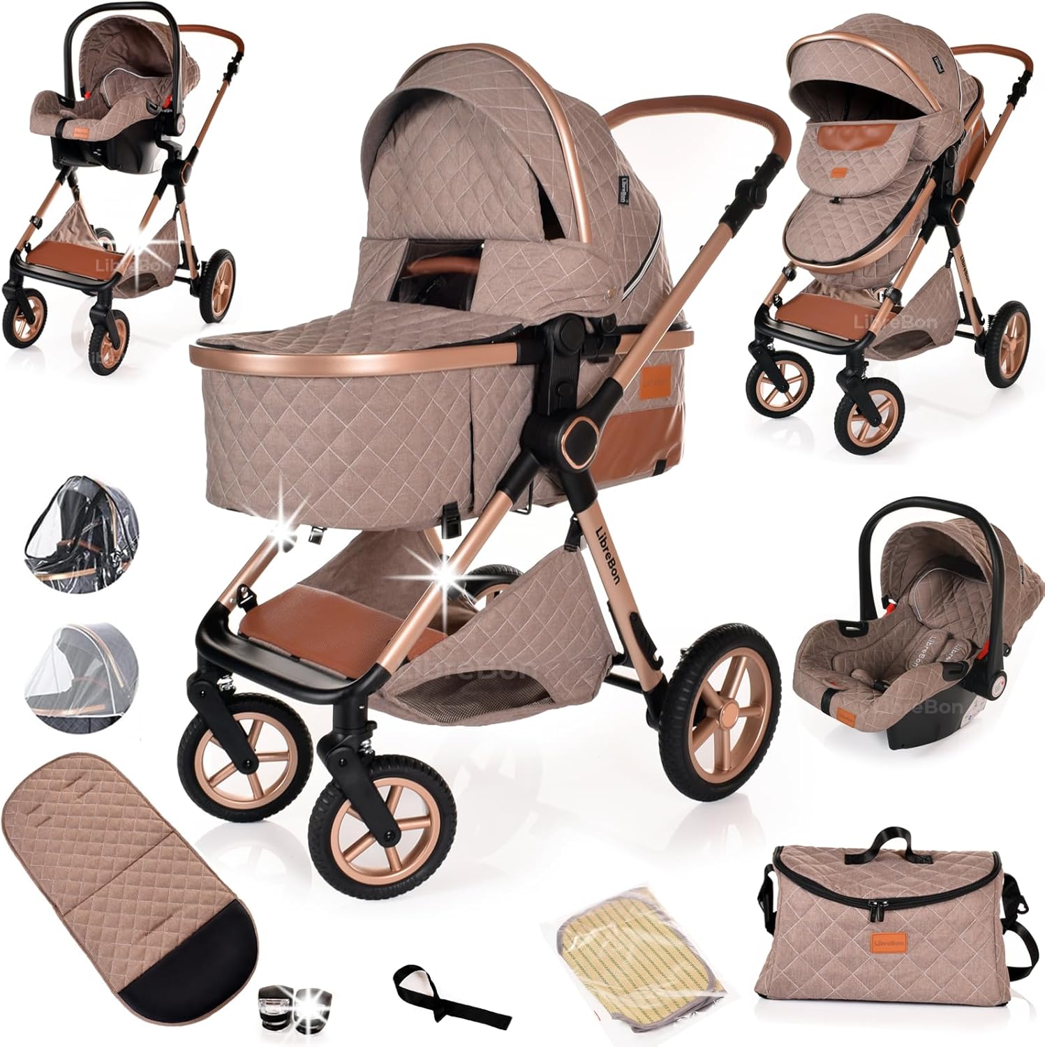 Baby Buggy Pram Pushchair Stroller 3 in 1 Child Lightweight Folding Stroller 3 in 1
