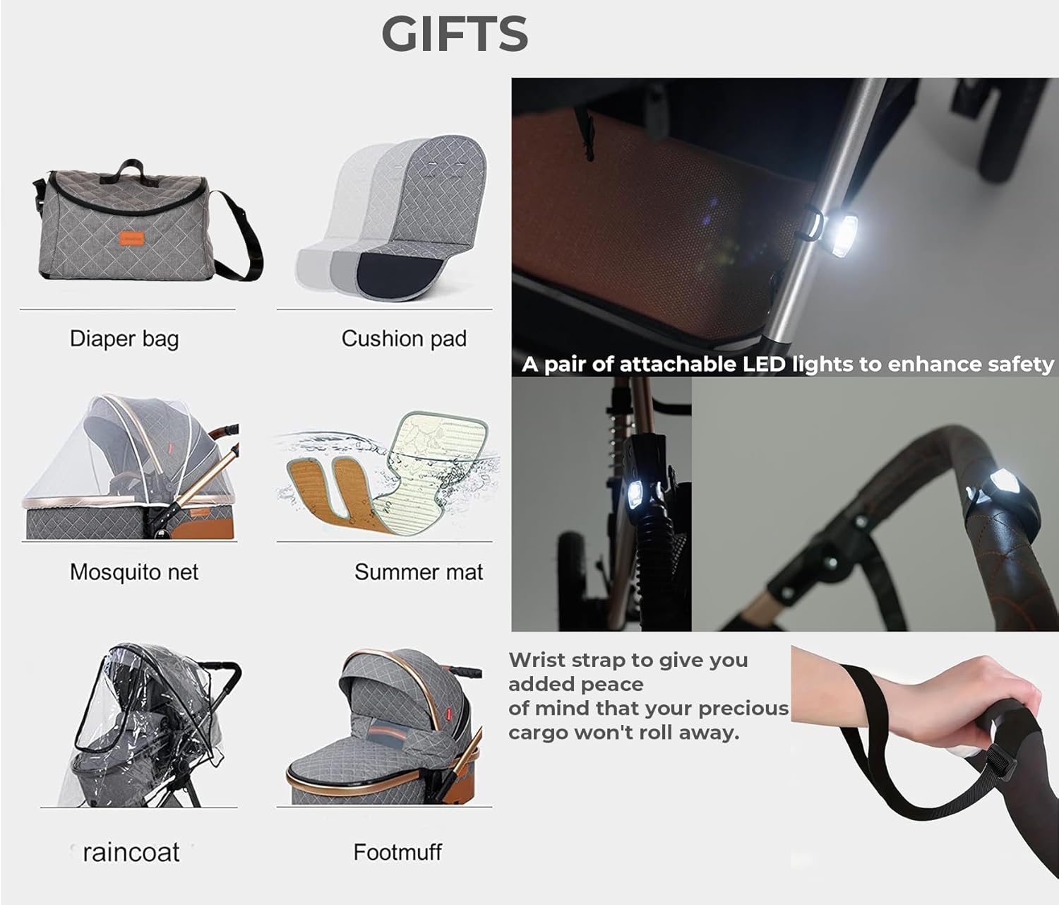Baby Pram Pushchair Buggy Lightweight Stroller Folding Stroller 3 in1