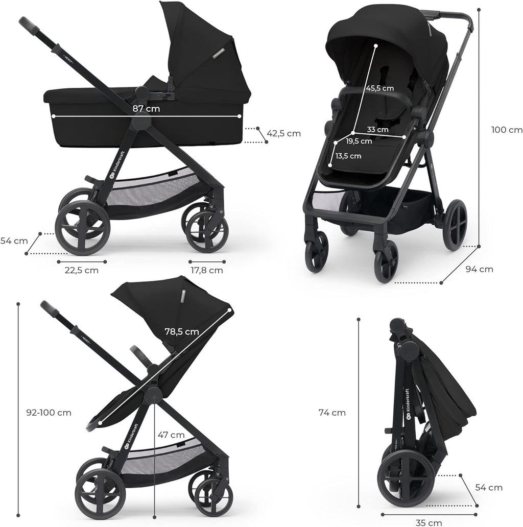 Kinderkraft Newly 3 in 1, I-Size, Stroller, Pushchair for Toddlers, Pram, Newborn Baby