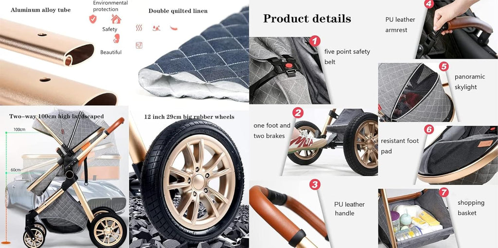 Baby Pram Pushchair Buggy Lightweight Stroller Folding Stroller 3 in1