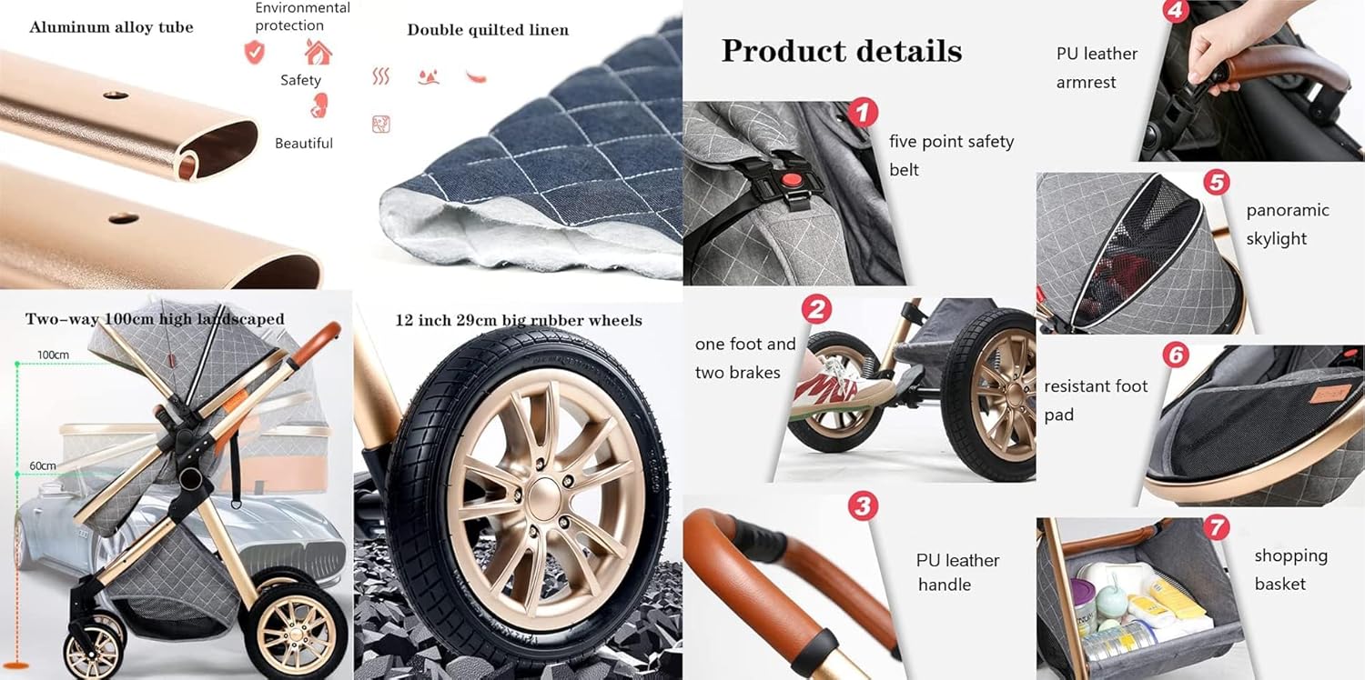 Baby Pram Pushchair Buggy Lightweight Stroller Folding Stroller 3 in1