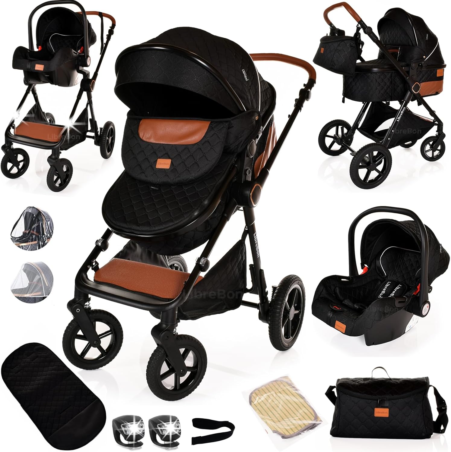 Baby Pram Pushchair Buggy Lightweight Stroller Folding Stroller 3 in1