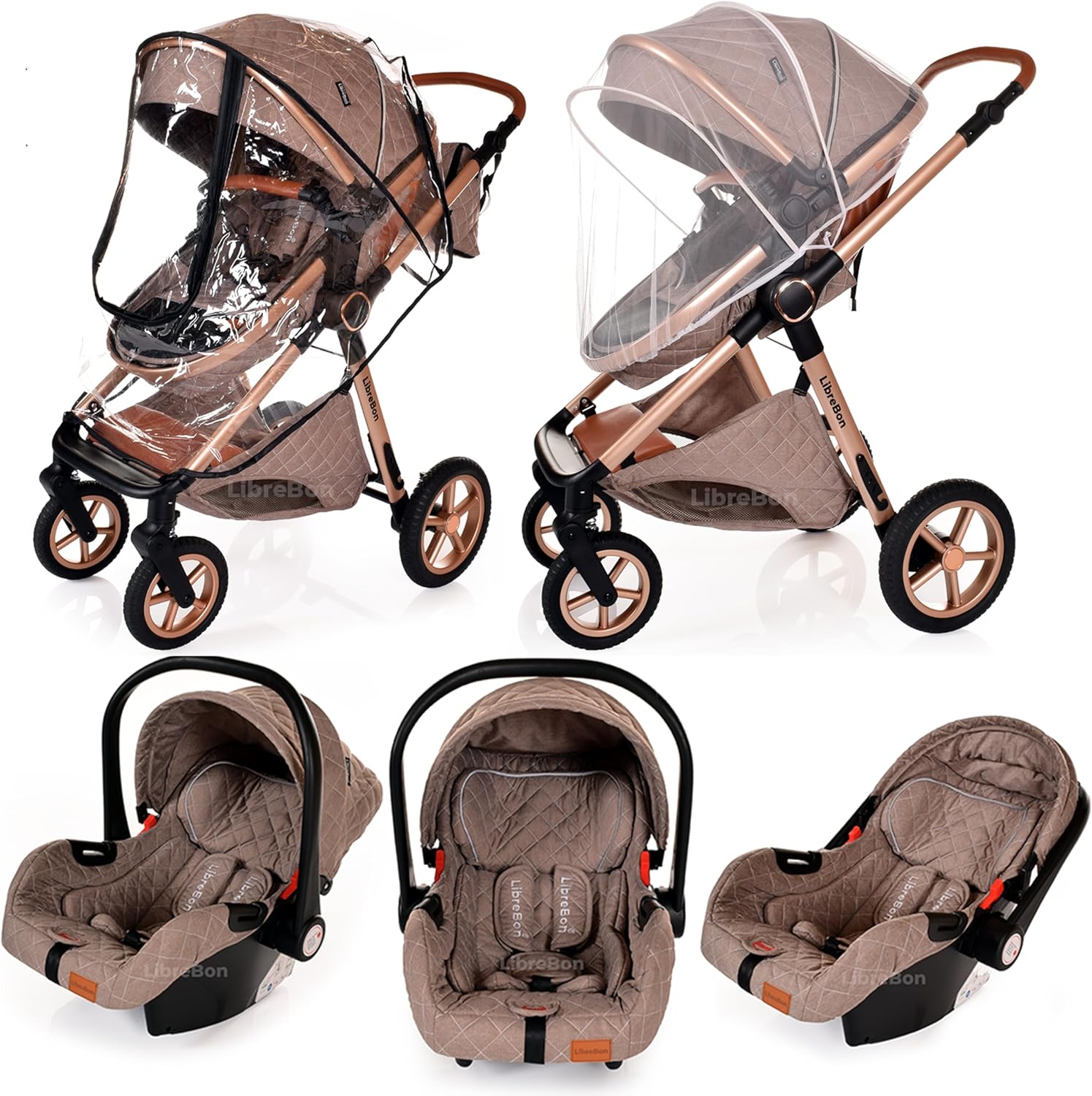 Baby Buggy Pram Pushchair Stroller 3 in 1 Child Lightweight Folding Stroller 3 in 1