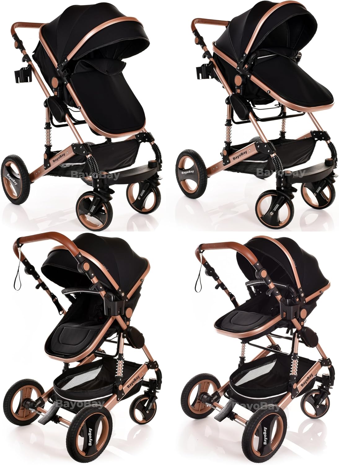 Baby Stroller 3 in 1 Pram Pushchair Buggy Child Lightweight Folding Stroller 3 in 1