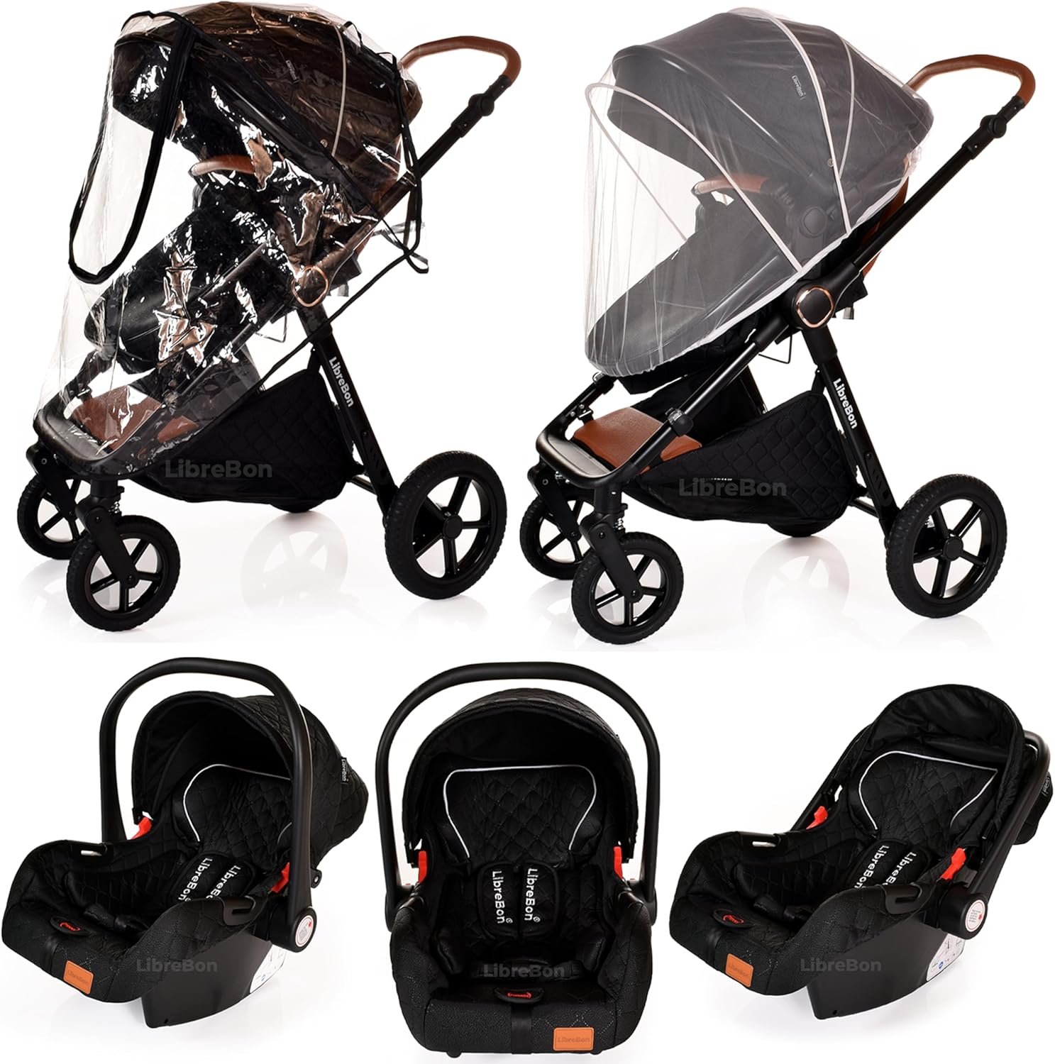 Baby Pram Pushchair Buggy Lightweight Stroller Folding Stroller 3 in1
