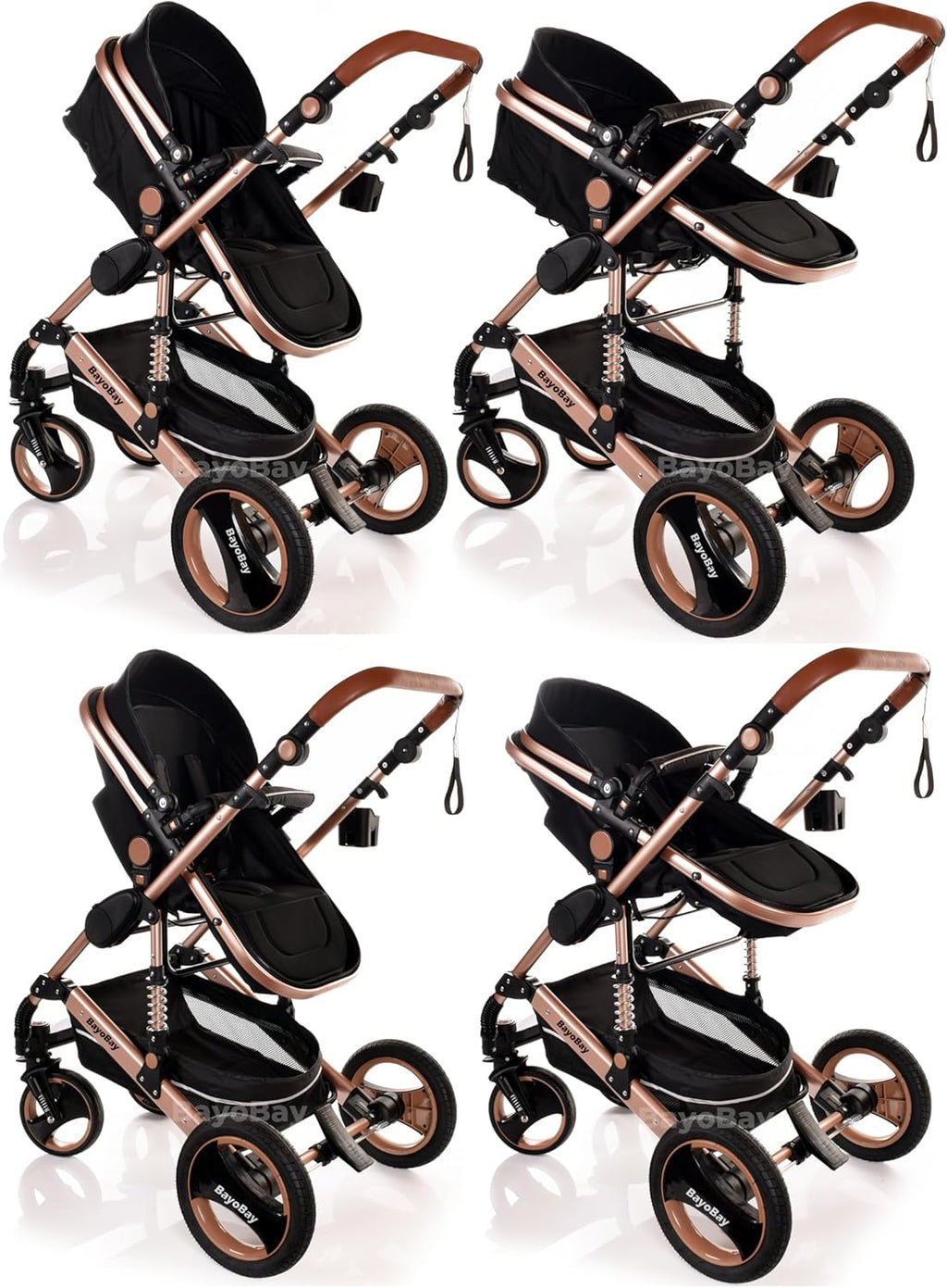 Baby Stroller 3 in 1 Pram Pushchair Buggy Child Lightweight Folding Stroller 3 in 1