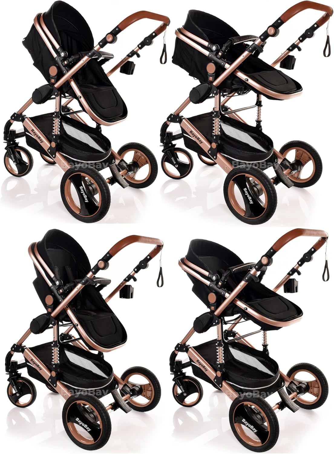 Baby Stroller 3 in 1 Pram Pushchair Buggy Child Lightweight Folding Stroller 3 in 1