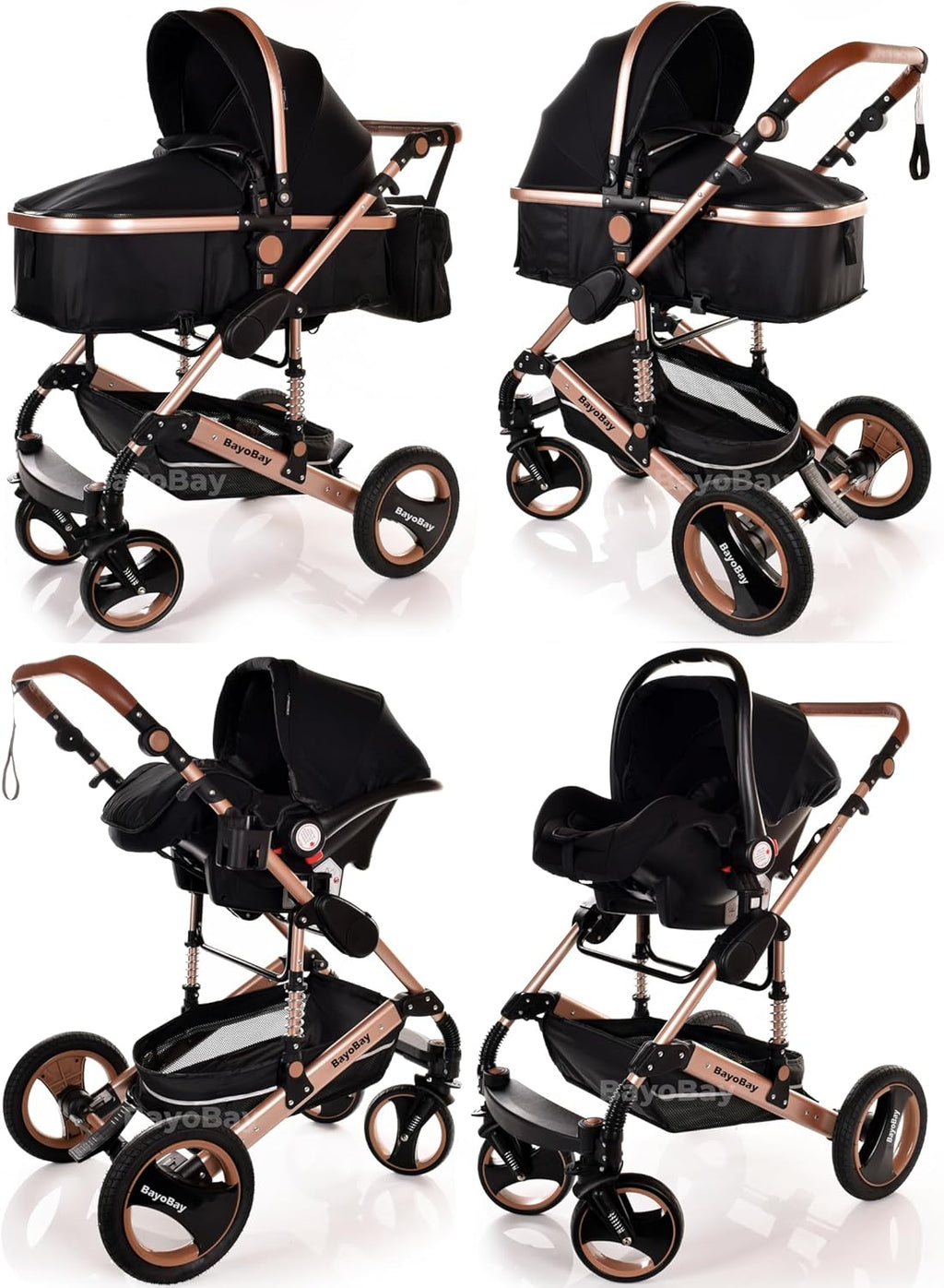 Baby Stroller 3 in 1 Pram Pushchair Buggy Child Lightweight Folding Stroller 3 in 1