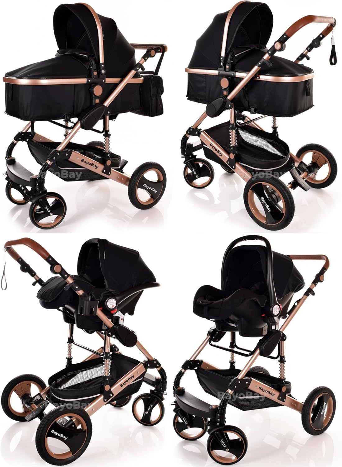 Baby Stroller 3 in 1 Pram Pushchair Buggy Child Lightweight Folding Stroller 3 in 1