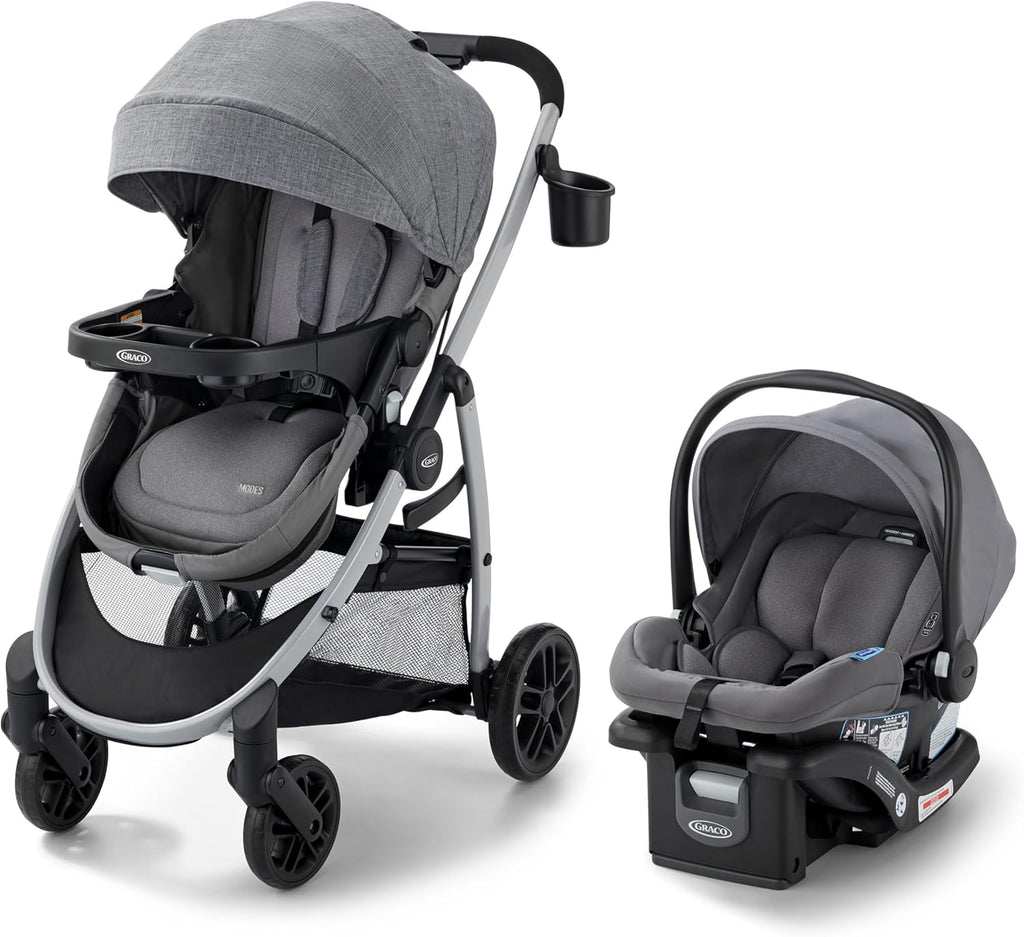Graco Modes Pramette Travel System, Includes Baby Stroller with True Pram Mode, Reversible Seat, One Hand Fold, Extra Storage
