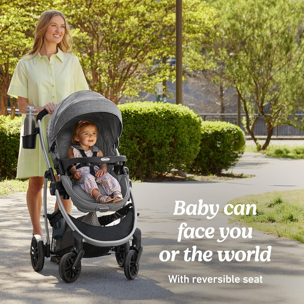 Graco Modes Pramette Travel System, Includes Baby Stroller with True Pram Mode, Reversible Seat, One Hand Fold, Extra Storage
